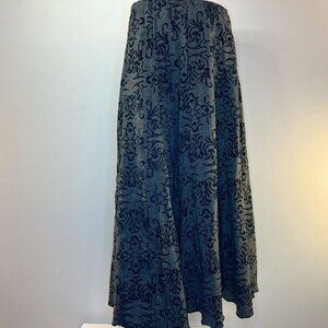 J. JILL Women's Pewter Grey Paisley A-Line Long Skirt - size 6 - NWT